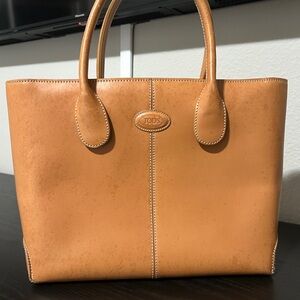 Tod's Tan Leather Structured Tote
